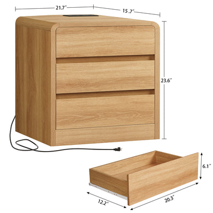 TEENFON Bridge Night Stand with Spacious Drawer, Nightstand for Bedroom, Sindoori Mango Finish