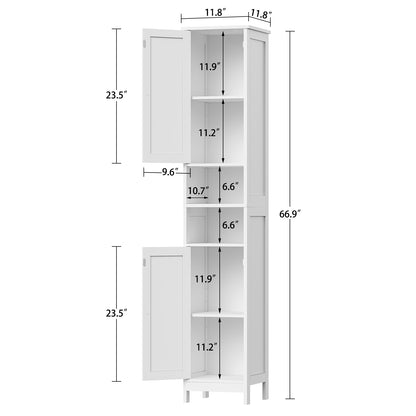 TEENFON 67" Tall Bathroom Cabinet with Adjustable Shelves and Doors, Narrow Bathroom Storage Cabinet for Small Space, Living Room, Entryway, Kitchen,
