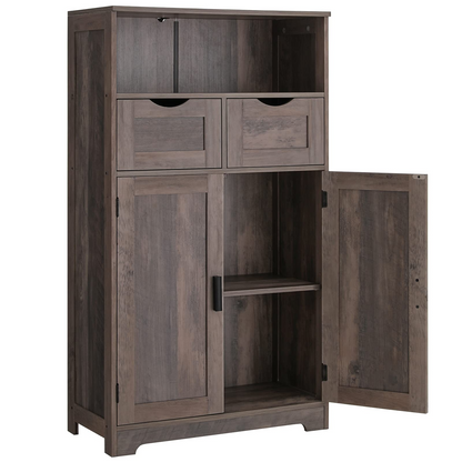 TEENFON Storage Cabinet with Doors & Shelves, Kitchen Pantry Cabinet, Bathroom Cabinets for Living Room, Kitchen, Laundry, Black