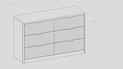 TEENFON 6 Drawer Dresser for Bedroom, Fluted Dresser with Deep Drawers, Modern Chest of Drawers, Wood Closet Clothes Storage Organizer for Bedroom, Living Room, Hallway, Natural