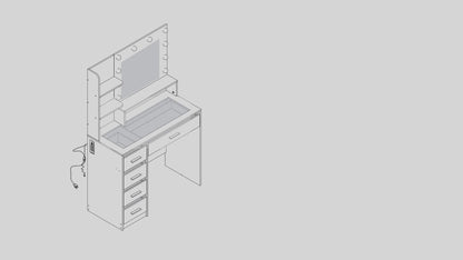 Vanity Desk with Mirror and Lights, Makeup Vanity with Glass Top