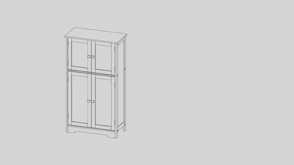 TEENFON Bathroom Floor Storage Cabinet, Freestanding Bathroom Storage Unit with 2 Adjustable Shelves & 4 Doors, 11.8 x 23.6 x 42.7 Inches, White